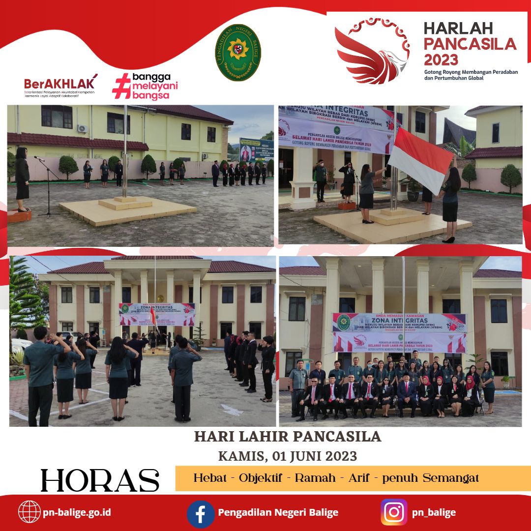 UPACARA HARI LAHIR PANCASILA TAHUN 2023 DI PENGADILAN NEGERI BALIGE UPACARA HARI LAHIR PANCASILA TAHUN 2023 DI PENGADILAN NEGERI BALIGE